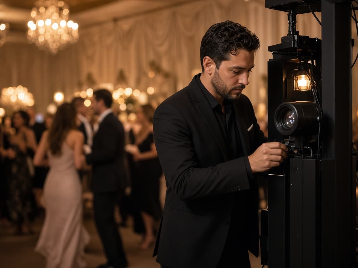 On-site attendant keeping a ZelphyPix photo experience running during a reception