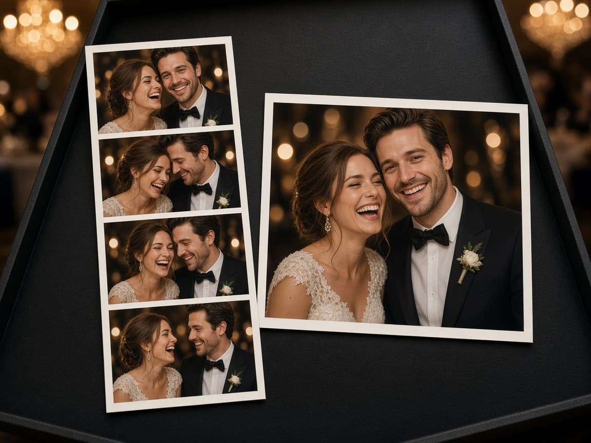 Photo strip and 4×6 print displayed together as two photo booth print formats